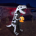 6 ft Inflatable Skeleton T-Rex with Pumpkin Lights, Halloween outdoor decoration